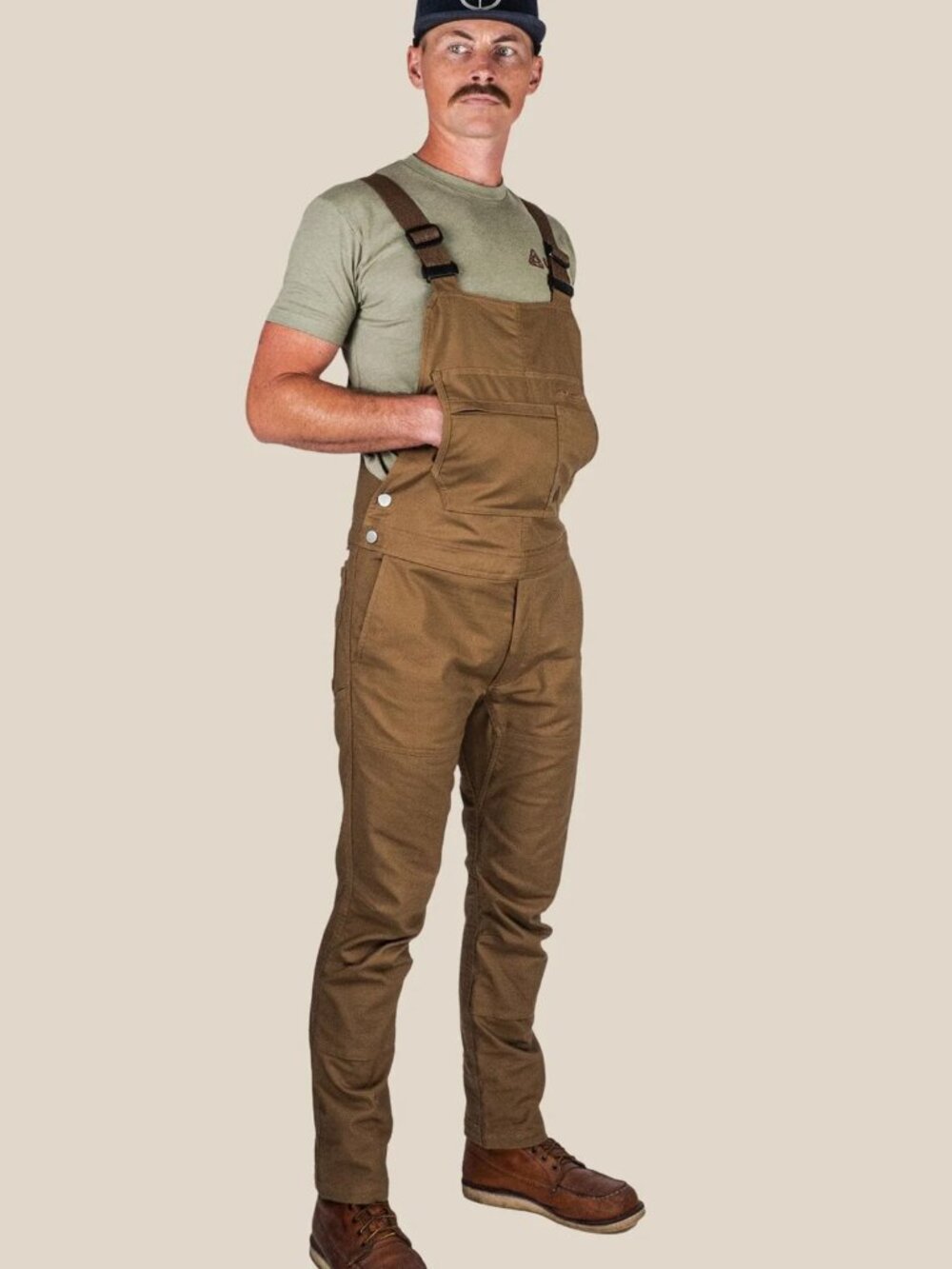NWOT Mens LIVSN Flex Canvas Overalls Olive Green Sz 34 30L - Picture 2 of 8